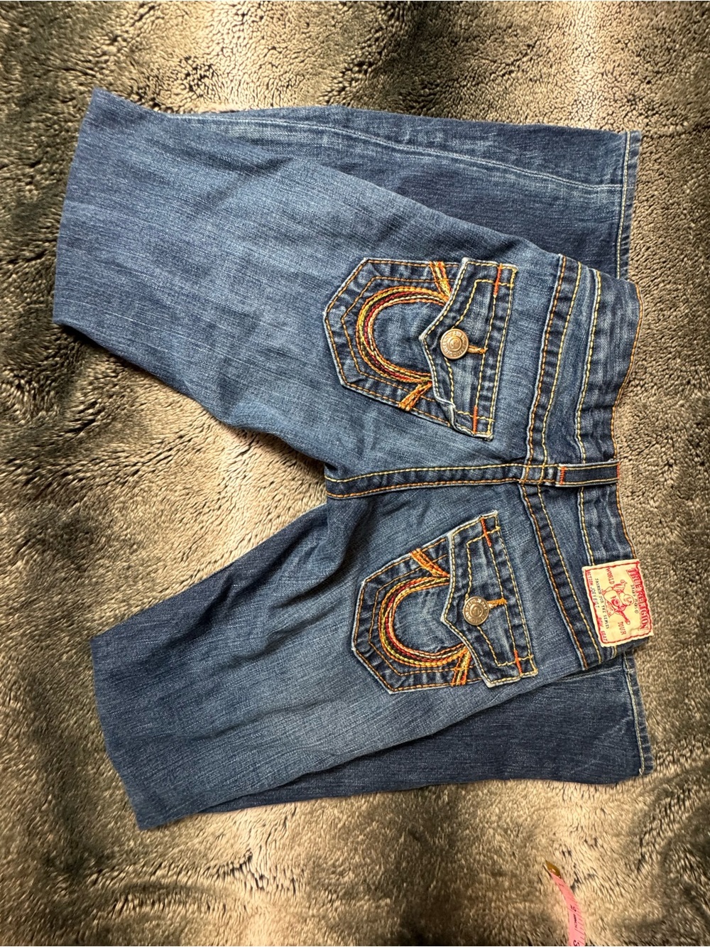 True Religion Dark Blue Denim Jeans with Contrast Stitching